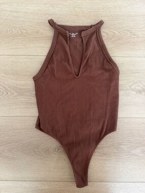 Urban Outfitters Out From Under Ribbed Brown Sleeveless Bodysuit